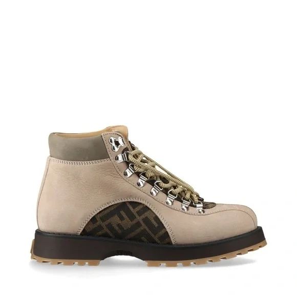 Authentic Fendi Leather Monogram Hiking Boots men size UK5 US6